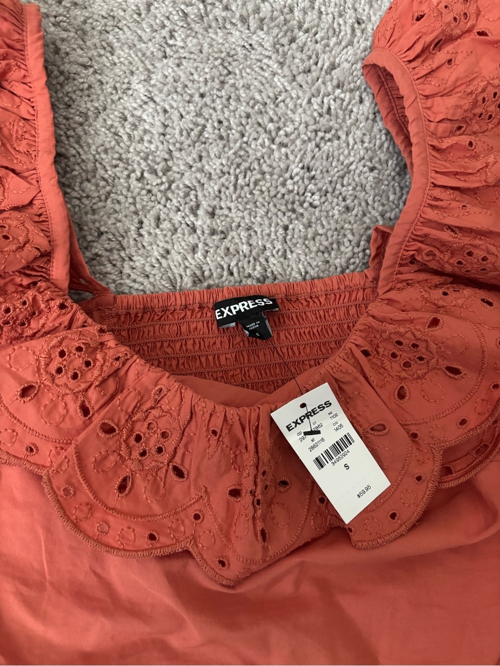 Express Orange/Rust Ruffle Tank Top - Picture 2 of 2